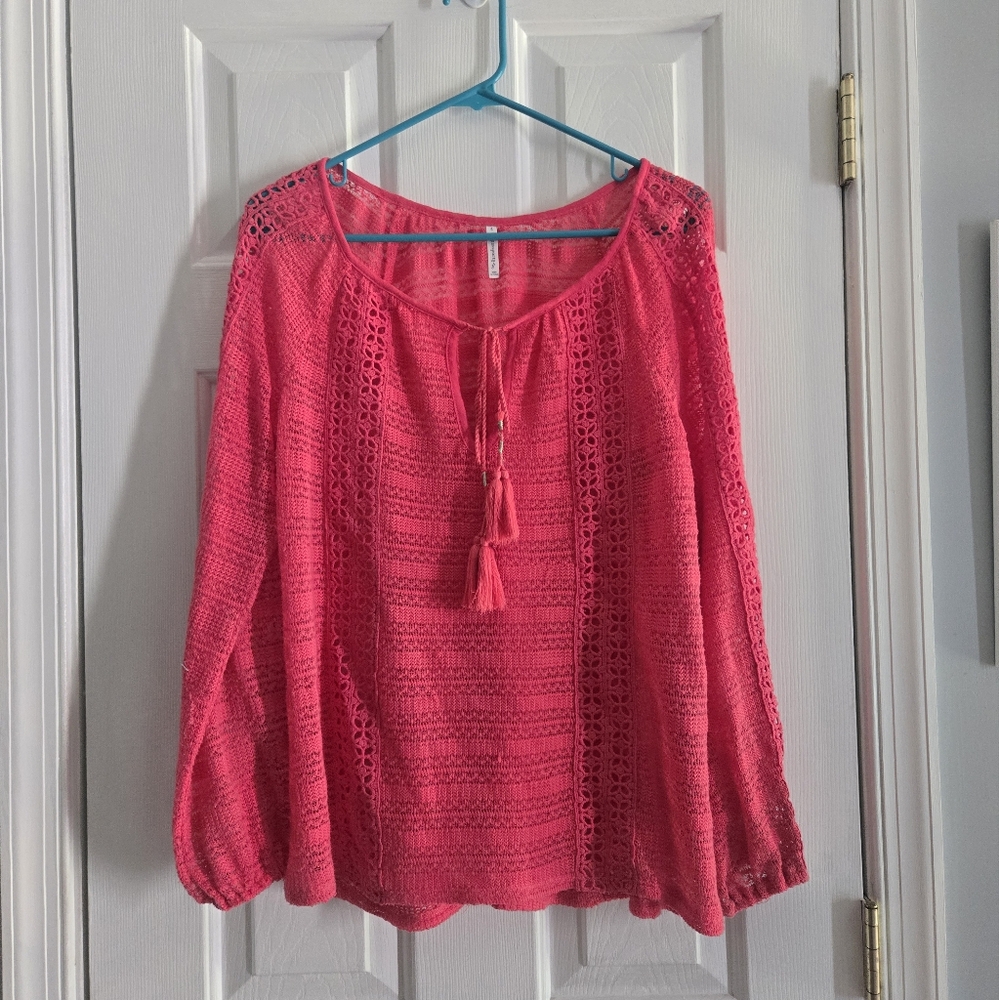Passport Vibrant Pink Crochet Blouse